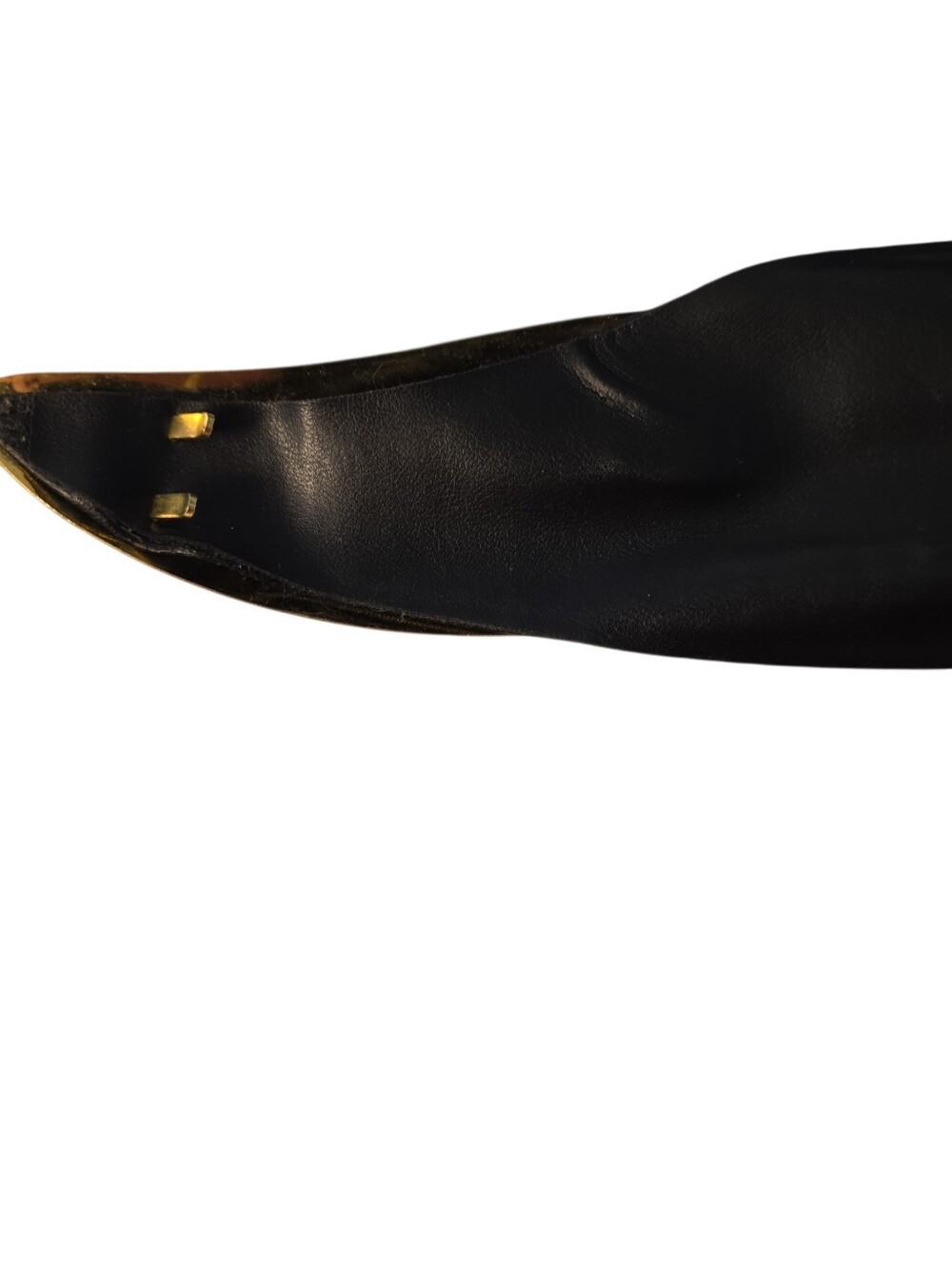 Lee Sands Black Leather Genuine Peacock Feathers Buckle Belt Size M/L READ - Picture 4 of 14